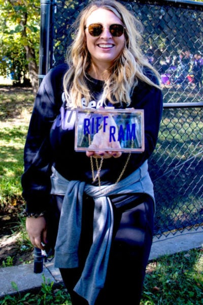 Shades of Pink Boutique Clear Stadium Bag for College Games styled by TCU Alumni Casey Lee Walker