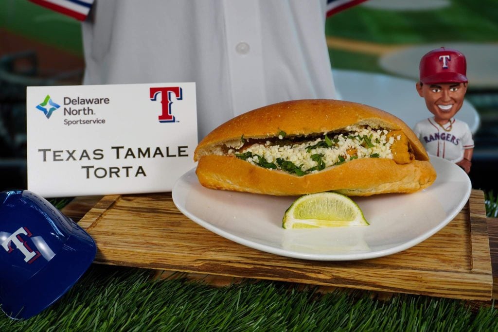 The Texas Tamale Torta at texas rangers baseball sections 17, 125, and 225 
